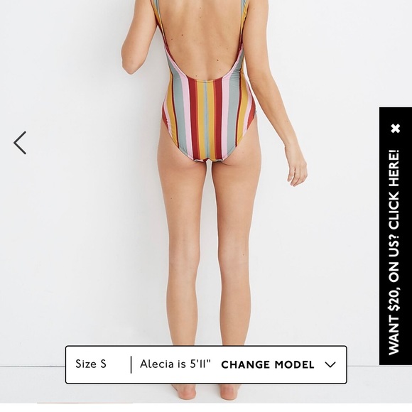 Madewell Second Wave Tank One-Piece Swimsuit in Rainbow Stripe - Picture 4 of 4